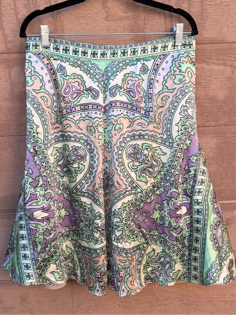 ECI Paisley A-Line Skirt in Mint, Lavender & Cream
